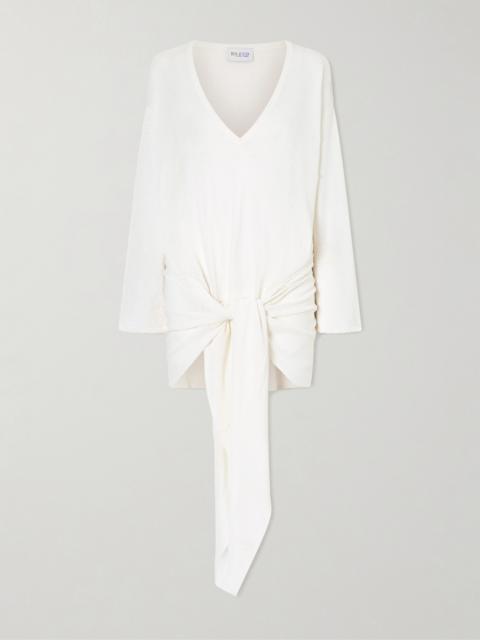 THE ATTICO Knotted Perforated Jersey Mini Dress