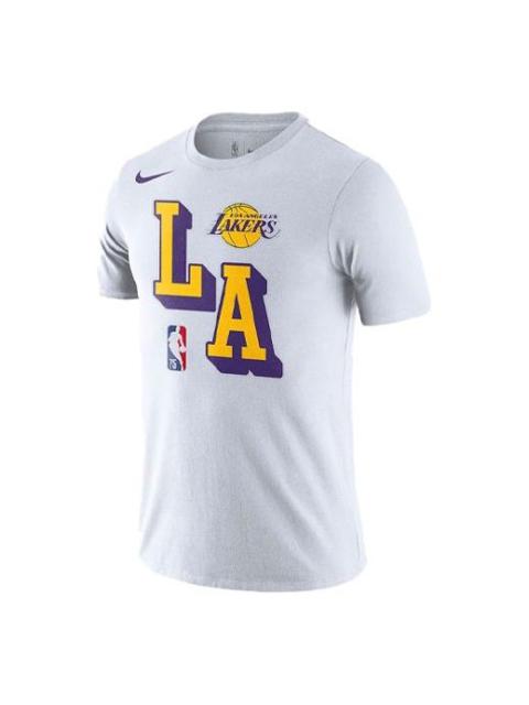Nike Nike NBA Dri-FIT Los Angeles Lakers Basketball Sports Round Neck Short Sleeve White DA6090-100