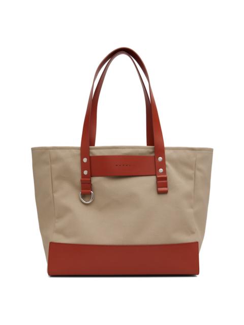 Marni Beige & Orange Canvas Tote