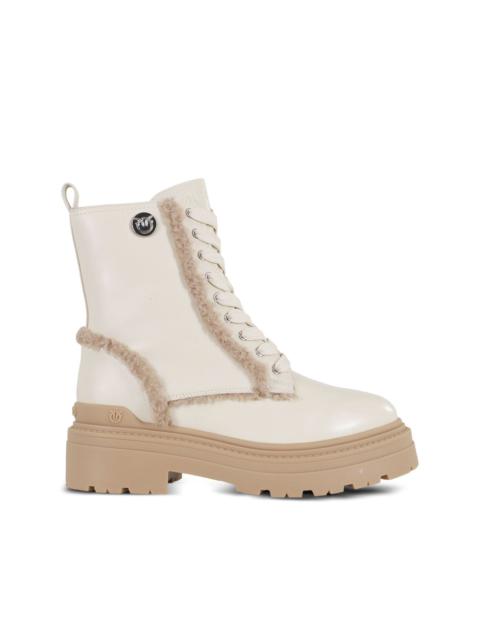 PINKO Mia lace-up teddy-trimmed boots