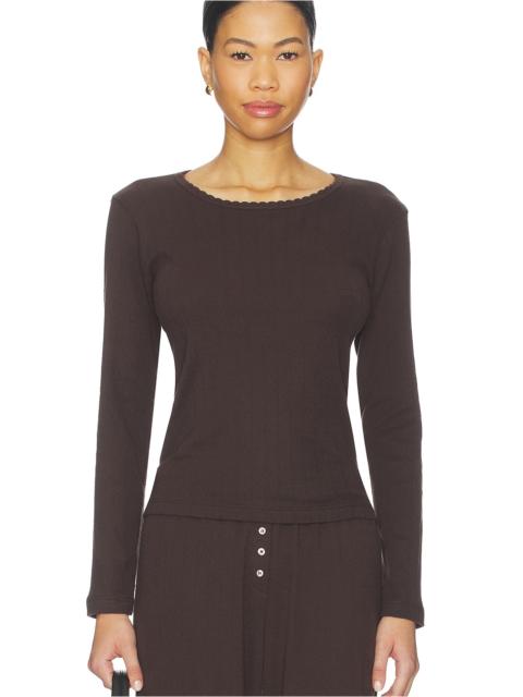 LESET Pointelle Slim Fit Long Sleeve