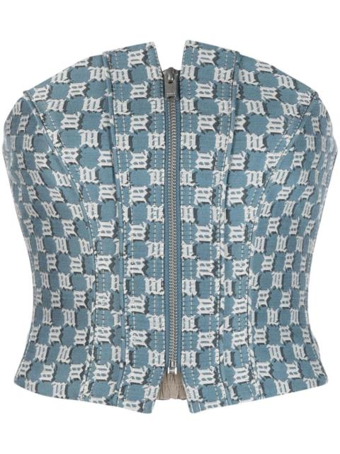 MISBHV monogram-jacquard strapless corset top