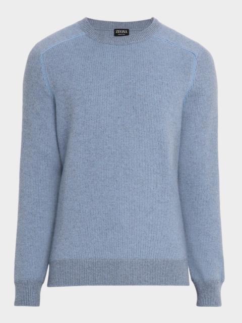 ZEGNA Men's Cashmere Rib Saddle Crewneck Sweater