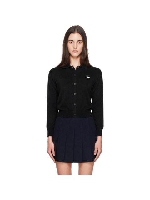 Maison Kitsuné Black Profile Fox Merino Relaxed Polo Cardigan