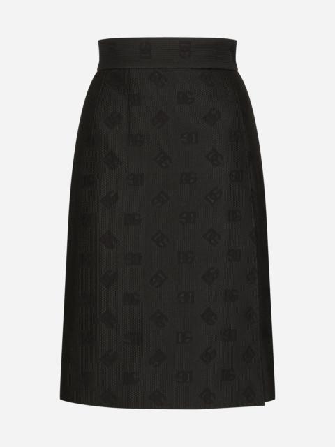 Dolce & Gabbana Quilted jacquard midi skirt with DG logo