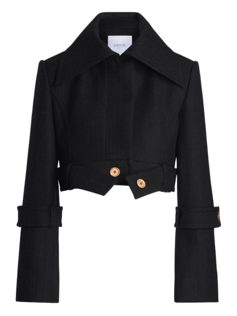 PATOU belted wide-lapel jacket