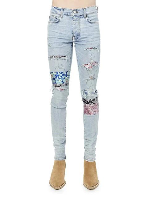 AMIRI Blue Pajama Art Patch Jeans