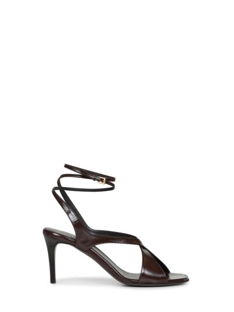 KHAITE Dark brown glazed leather Liria sandals
