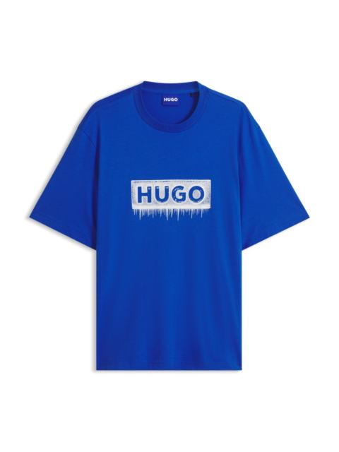 HUGO COTTON T-SHIRT WITH LOGO PRINT