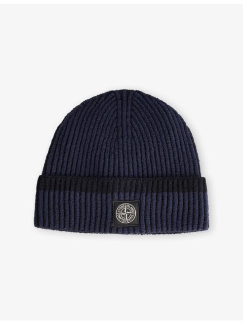 Stone Island Ribbed Brand-Patch Knitted Beanie