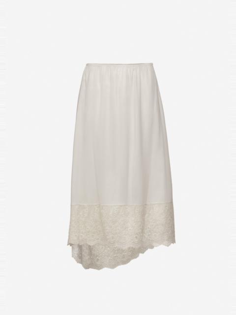 MAGDA BUTRYM Asymmetric lace-hem midi skirt in cream