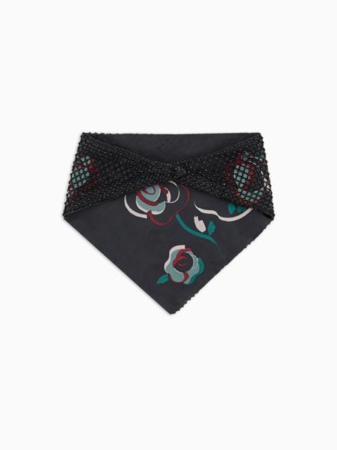GIORGIO ARMANI PRINTED SILK SCARF WITH RHINESTONES
