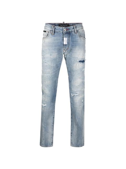 Premium distressed-detail jeans