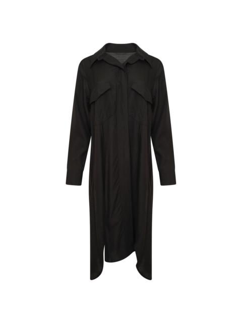 Yohji Yamamoto Long Poplin Shirt Dress in Black