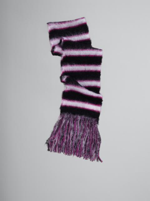 Marni BLACK STRIPED MOHAIR AND WOOL SCARF