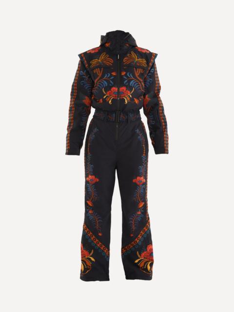 FARM RIO Black Macaw Hooded Jumpsuit