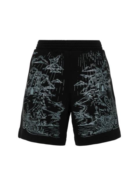 Givenchy sketch-print cotton track shorts