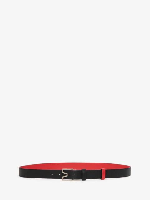 Alexander McQueen Men's Reversible M Belt in Black/lust Red