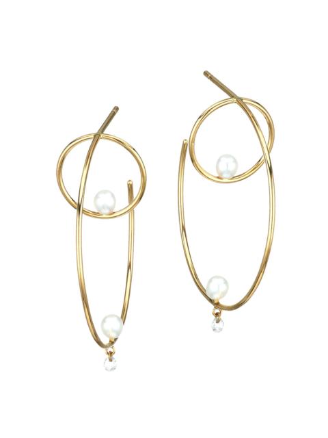 PERSÉE Women's Turn Around 18K Yellow Gold, Faux Pearl & Diamond Creole Hoop Earrings - Gold