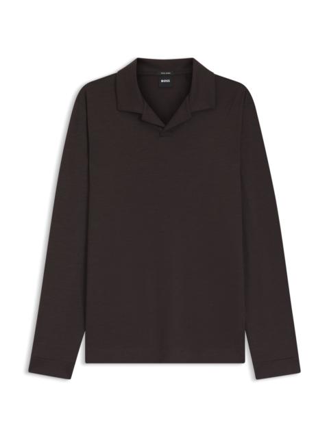 BOSS WOOL-BLEND POLO SHIRT WITH JOHNNY COLLAR