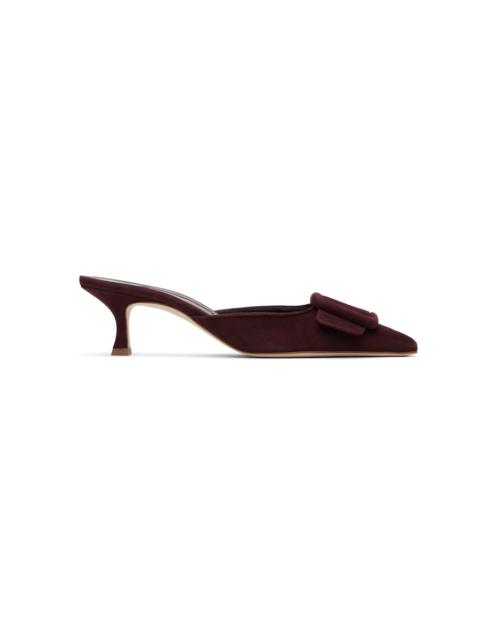 Manolo Blahnik Burgundy Maysale Heeled Sandals