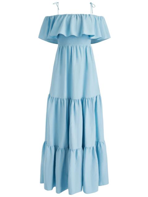 KIA OFF THE SHOULDER TIERED MAXI DRESS