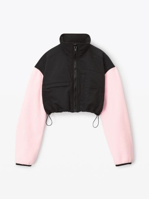 Alexander Wang cropped zip-up jacket in teddy fleece
