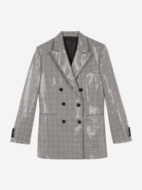 The Kooples PRINCE OF WALES SEQUIN JACKET, GREY