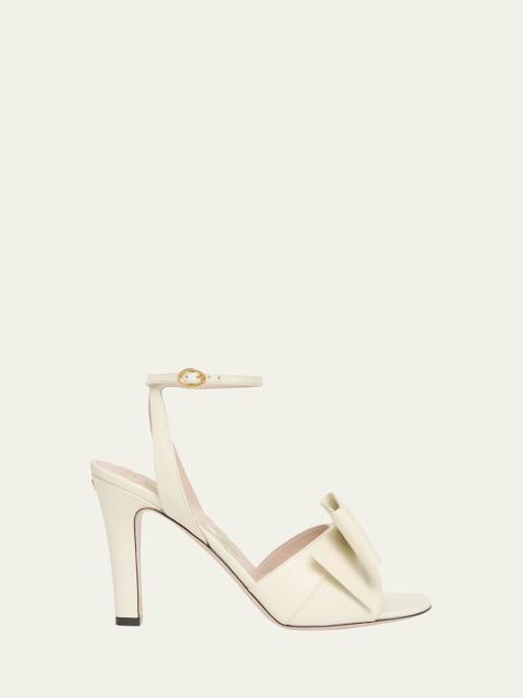 Valentino Bowow Leather Bow Ankle-Strap Sandals