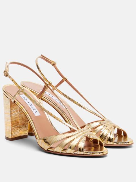 AQUAZZURA Aimée 85 metallic leather sandals