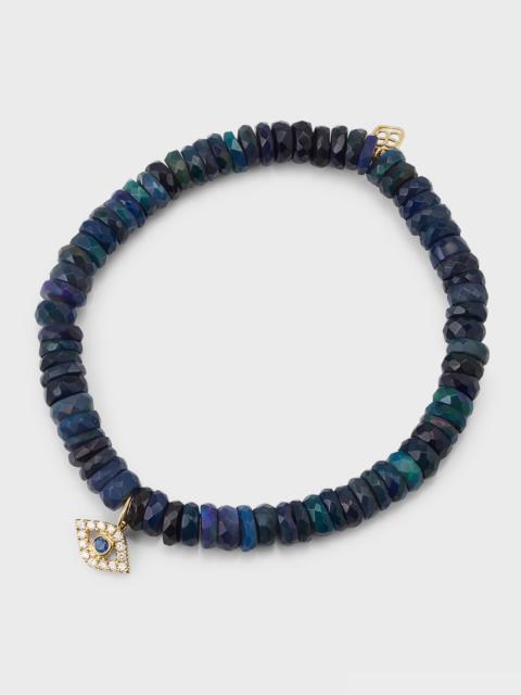SYDNEY EVAN Diamond and Sapphire Bezel Evil Eye Charm Bead Bracelet