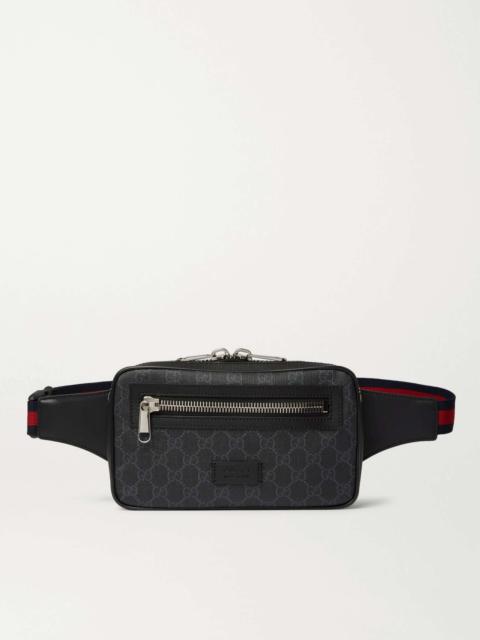 GUCCI Leather-Trimmed Monogrammed Coated-Canvas Belt Bag