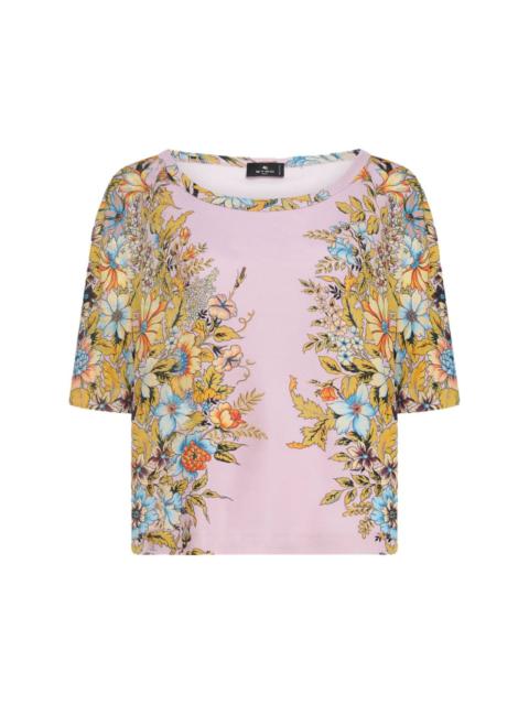 floral-print boat-neck T-shirt
