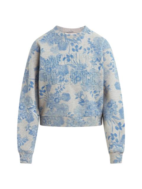 Favorite Daughter Women's The Collegiate Embossed-Logo Sweatshirt - Distress Floral Print