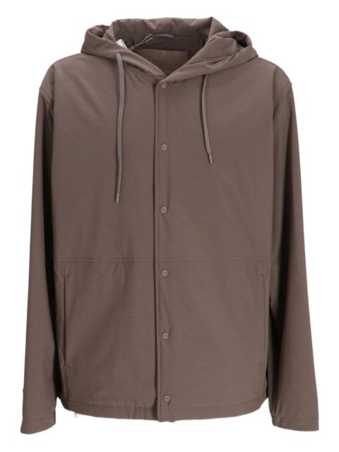 Herno hooded button-fastening jacket