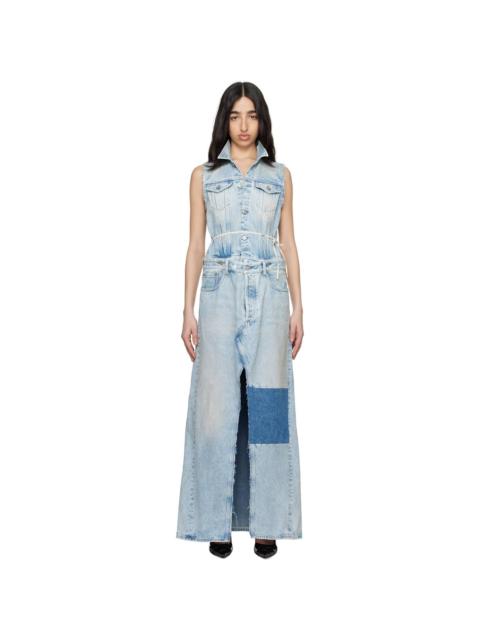 MM6 Maison Margiela Blue Paneled Denim Maxi Dress
