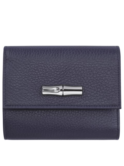 Longchamp Roseau Essential Compact wallet Navy - Leather