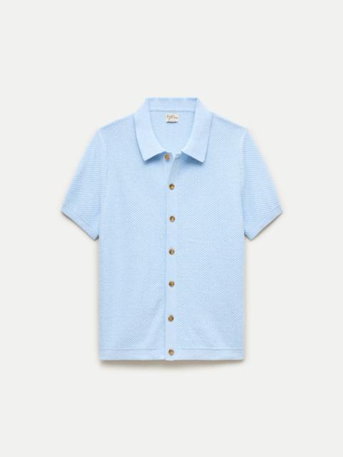 J.CREW Short-sleeve texture-stitch polo cardigan sweater in cotton