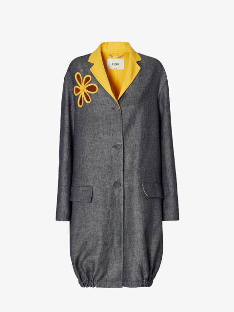FENDI Overcoat Blue and yellow double denim overcoat
