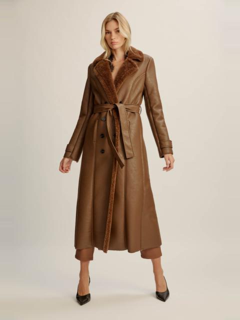 BARDOT Vegan Leather Shirling Coat In Chocolate