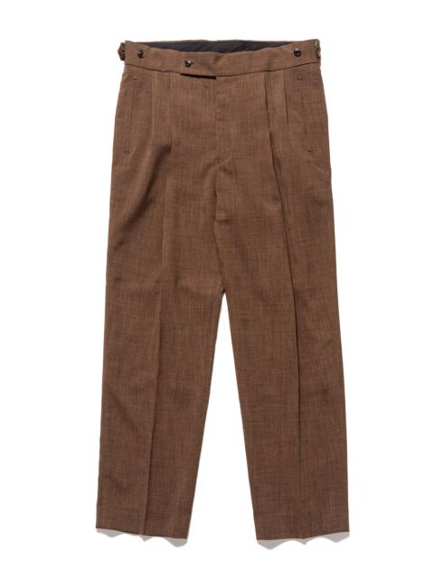 Tucked Side Tab Trouser - Poly Chambray Brown