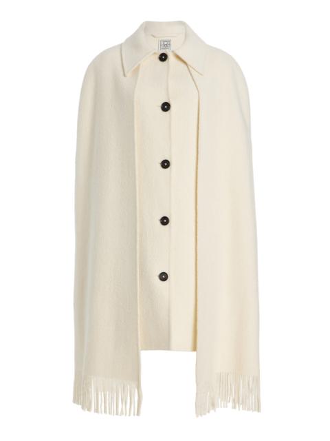 TOTEME Fringed Wool-Blend Cape Coat white