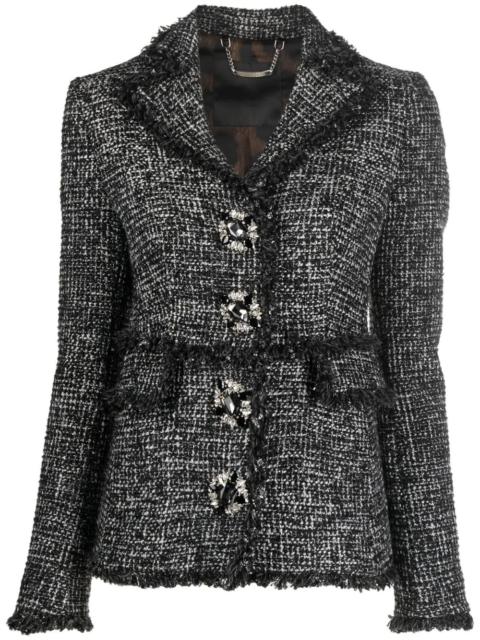 PHILIPP PLEIN belted-waist tweed blazer