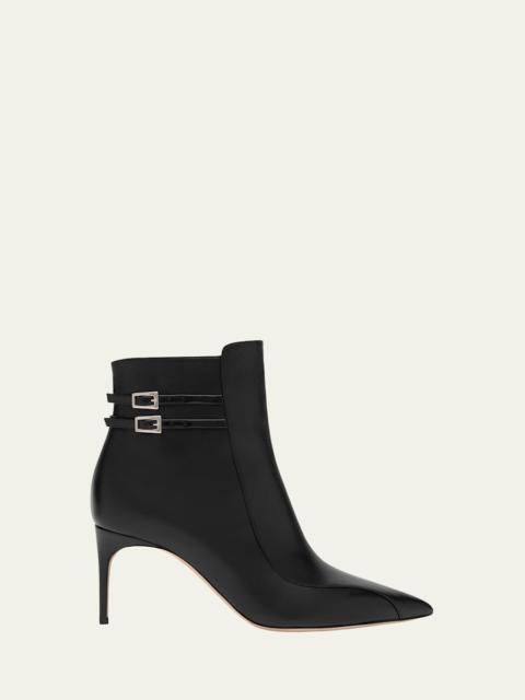 MALONE SOULIERS Giordana Nappa Leather Double-Buckle Booties