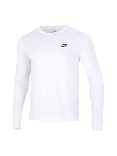Nike Men's Nike Minimalistic Alphabet Logo Athleisure Casual Sports Round Neck Long Sleeves White T-Shirt