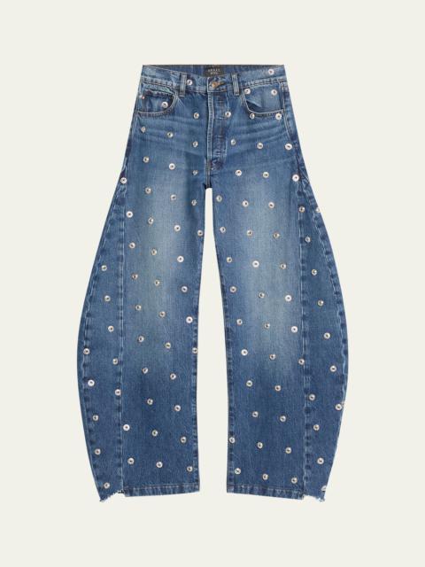 A.W.A.K.E. MODE Studded Curved-Leg Jeans