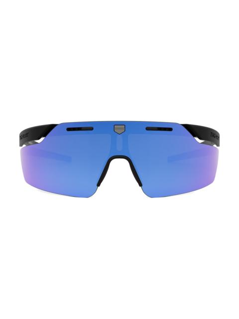 TAG Heuer Men's Shield Pro 149MM Athletic Mask Sunglasses - Black Blue Mirror