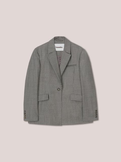 GIEDRE - Slightly oversized check suiting blazer - Black/White