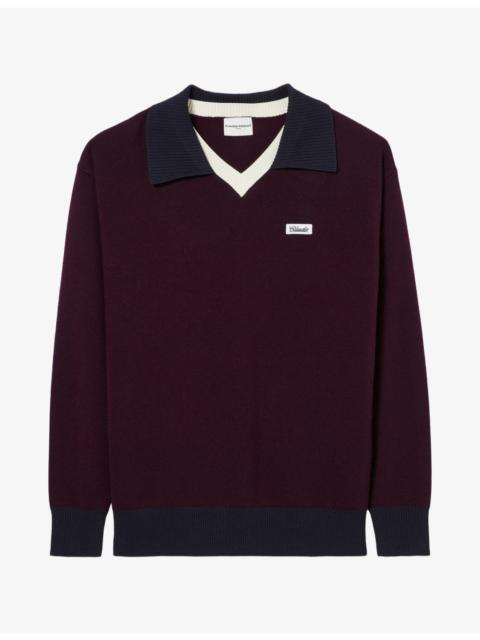 Claudie Pierlot Layered-Collar Branded-Patch Wool-Blend Jumper
