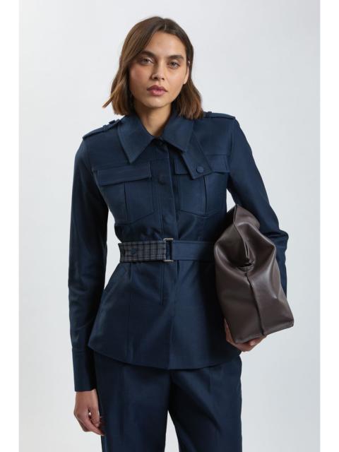 KAREN MILLEN Stretch Twill Belted Safari Tailored Jacket